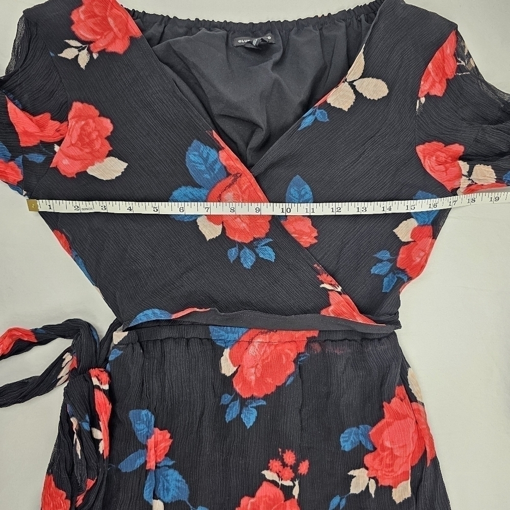 Club Monaco Jowdie Wrap-Front Tiered-Sleeves Floral-Print Silk Dress - Picture 10 of 13